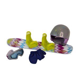 American‎ Girl Truly Me Snowboard w/Helmet Goggles & Mitten Gloves Complete